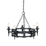 Elstead Saxon 5 Light Chandelier Black