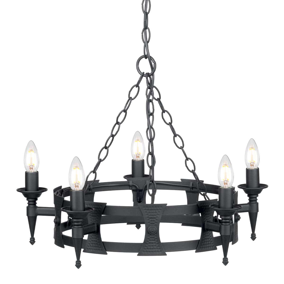 Elstead Saxon 5 Light Chandelier Black