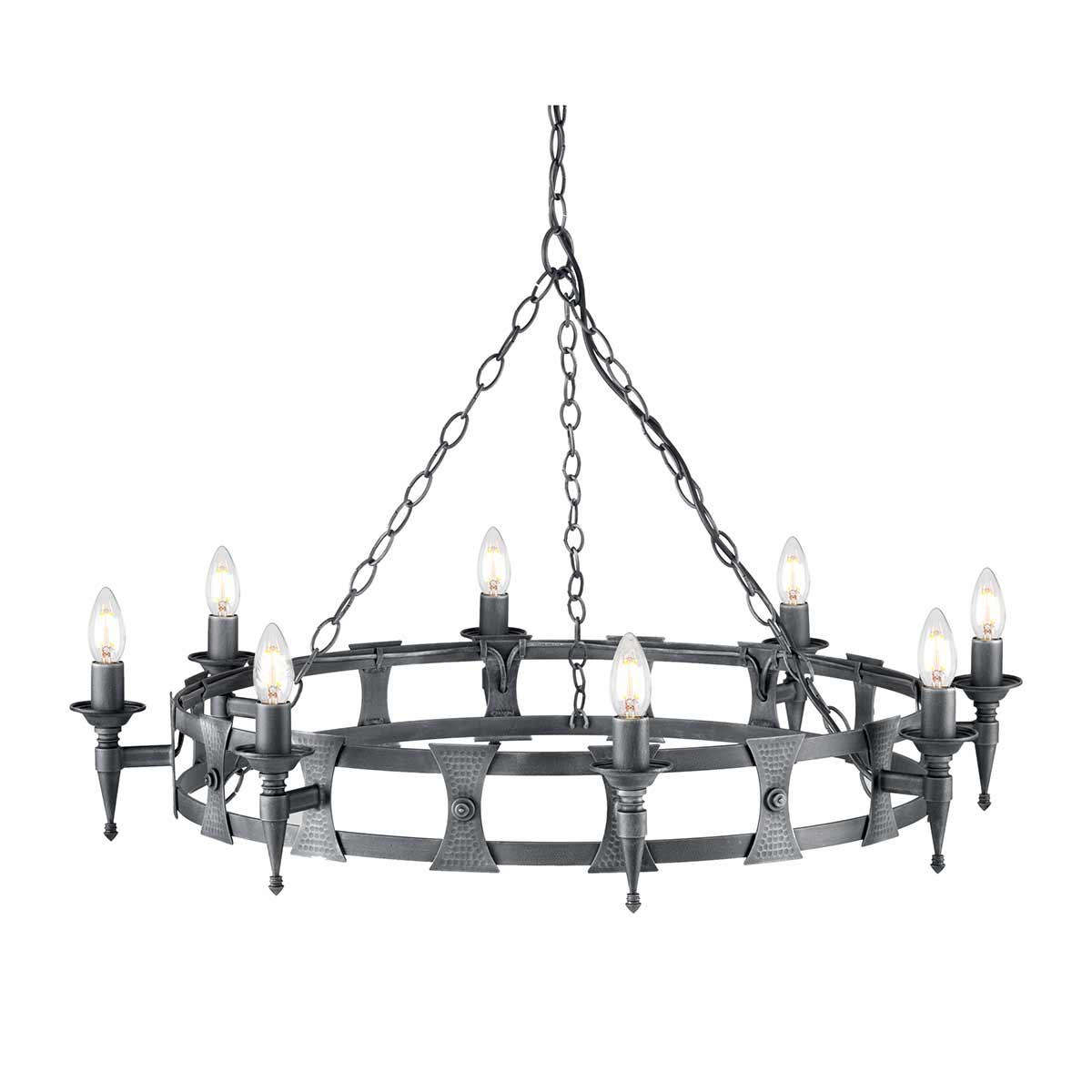 Elstead Saxon 8 Light Chandelier Black/Silver