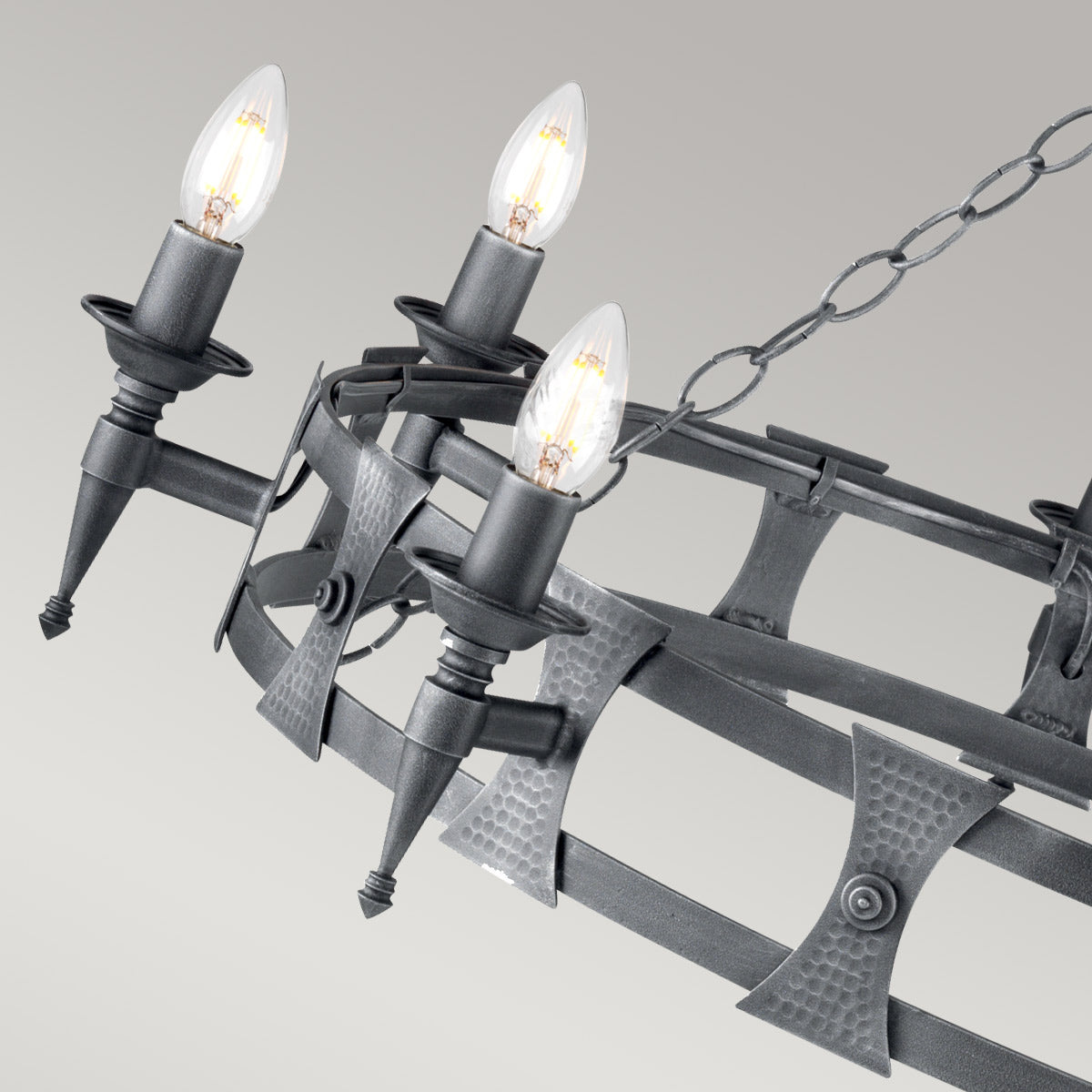 Elstead Saxon 8 Light Chandelier Black/Silver