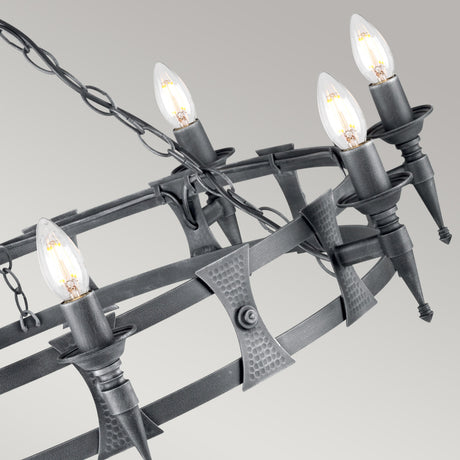 Elstead Saxon 8 Light Chandelier Black/Silver