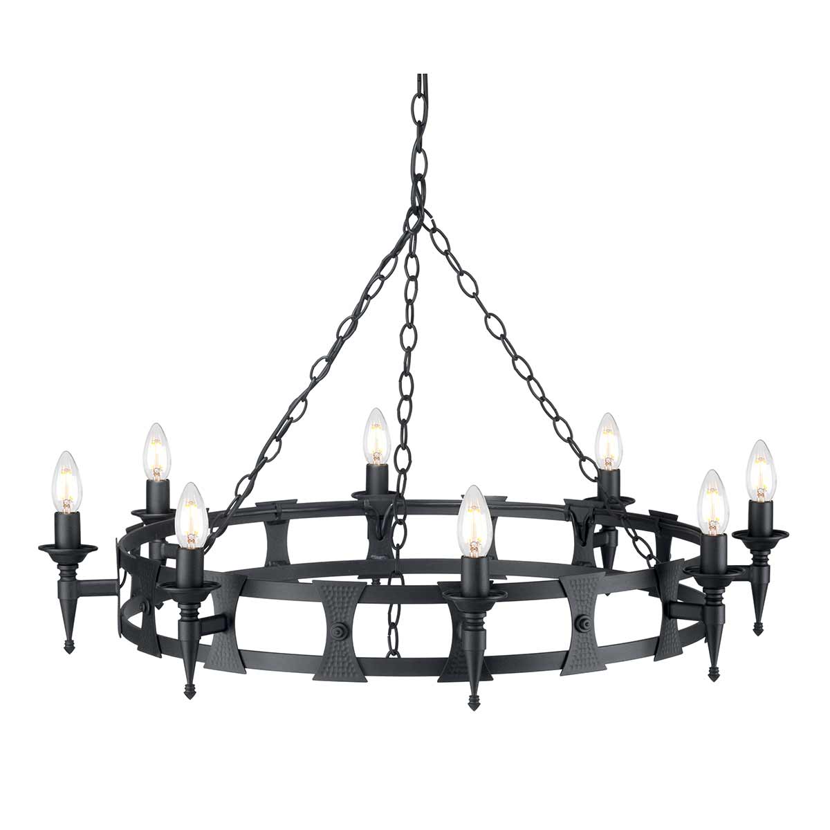 Elstead Saxon 8 Light Chandelier Black