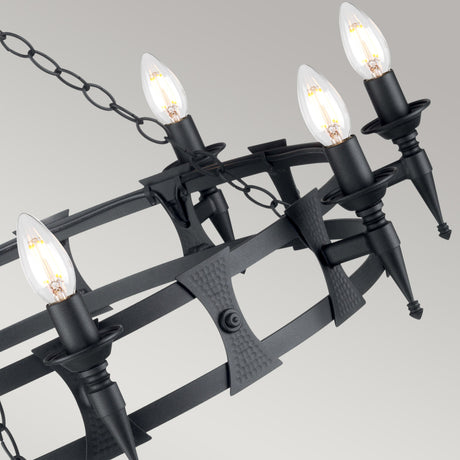 Elstead Saxon 8 Light Chandelier Black