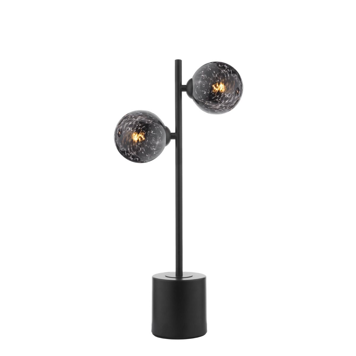 Dar Spiral 2 Light Table Lamp Matt Black and Black Confetti Glass