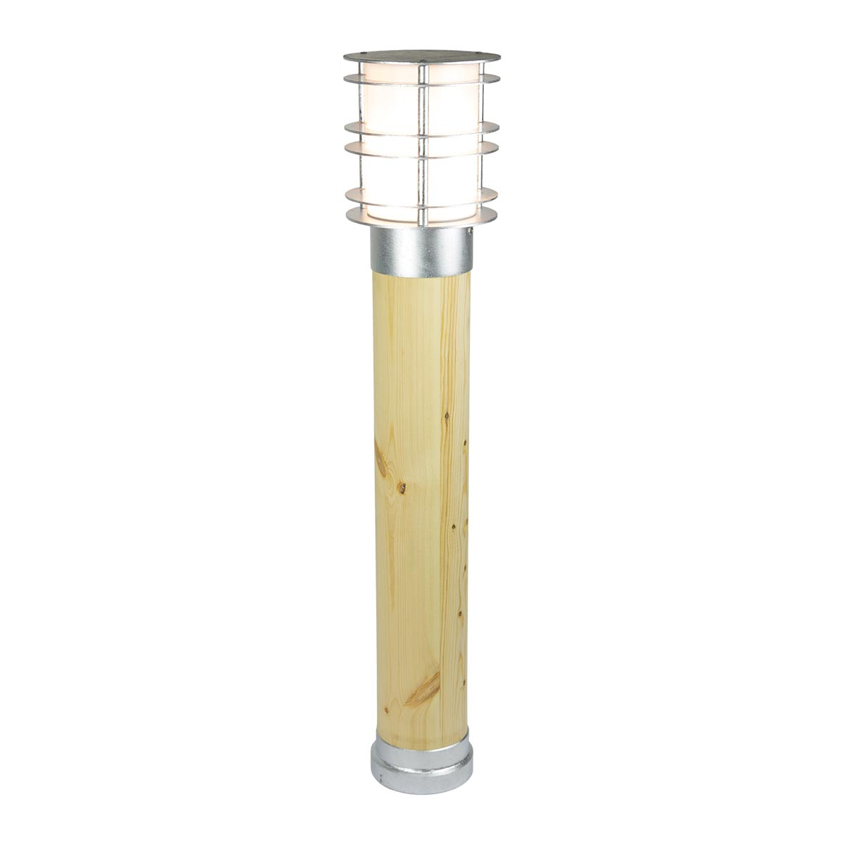 Norlys Stockholm Large Bollard Natural Wood & Galvanised