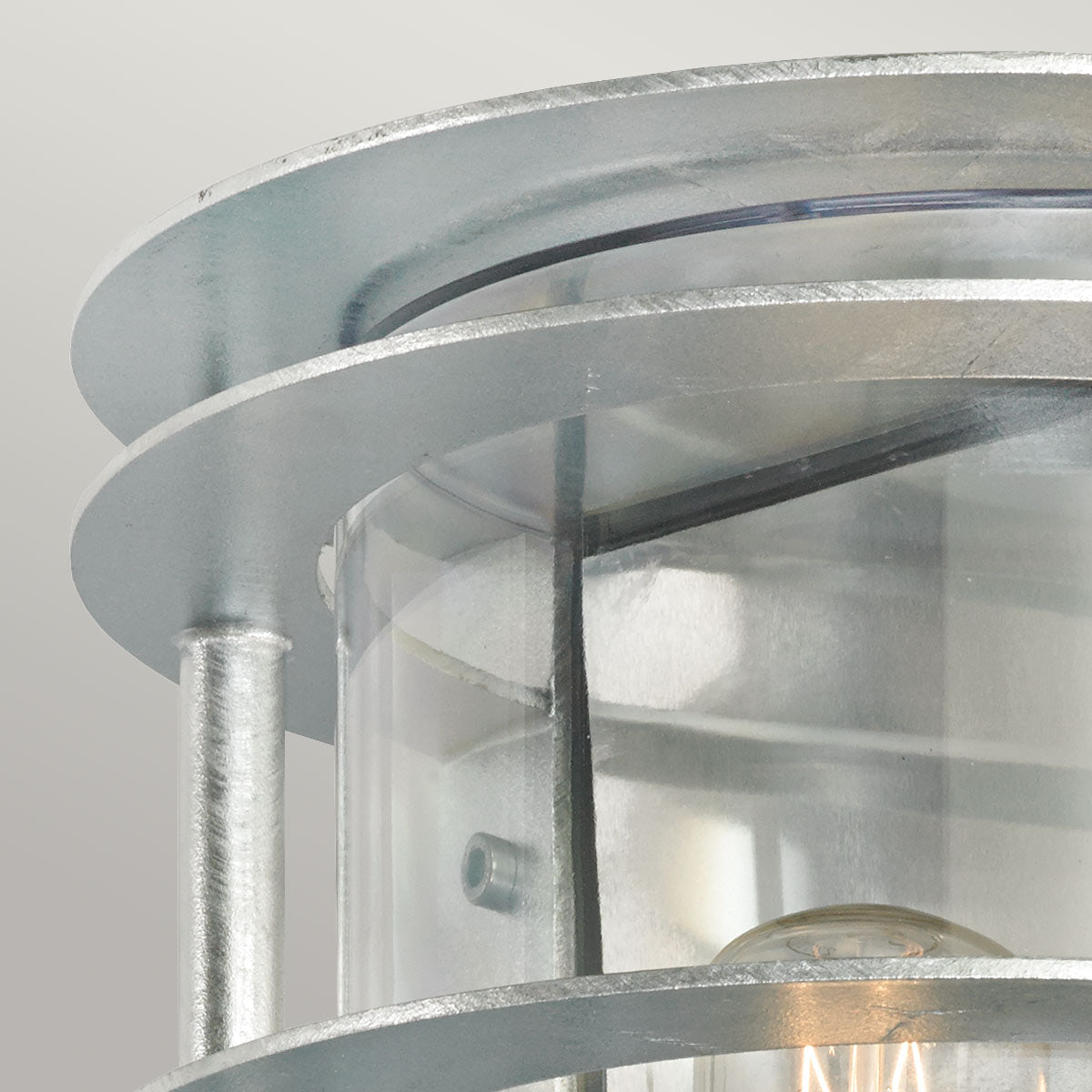 Norlys Stockholm 1 Light Flush Light - Galvanised With Clear Glass