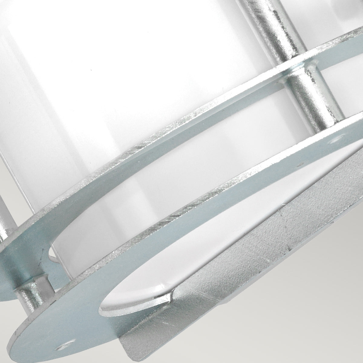 Norlys Stockholm 1 Light Flush Light - Galvanised With Opal Glass