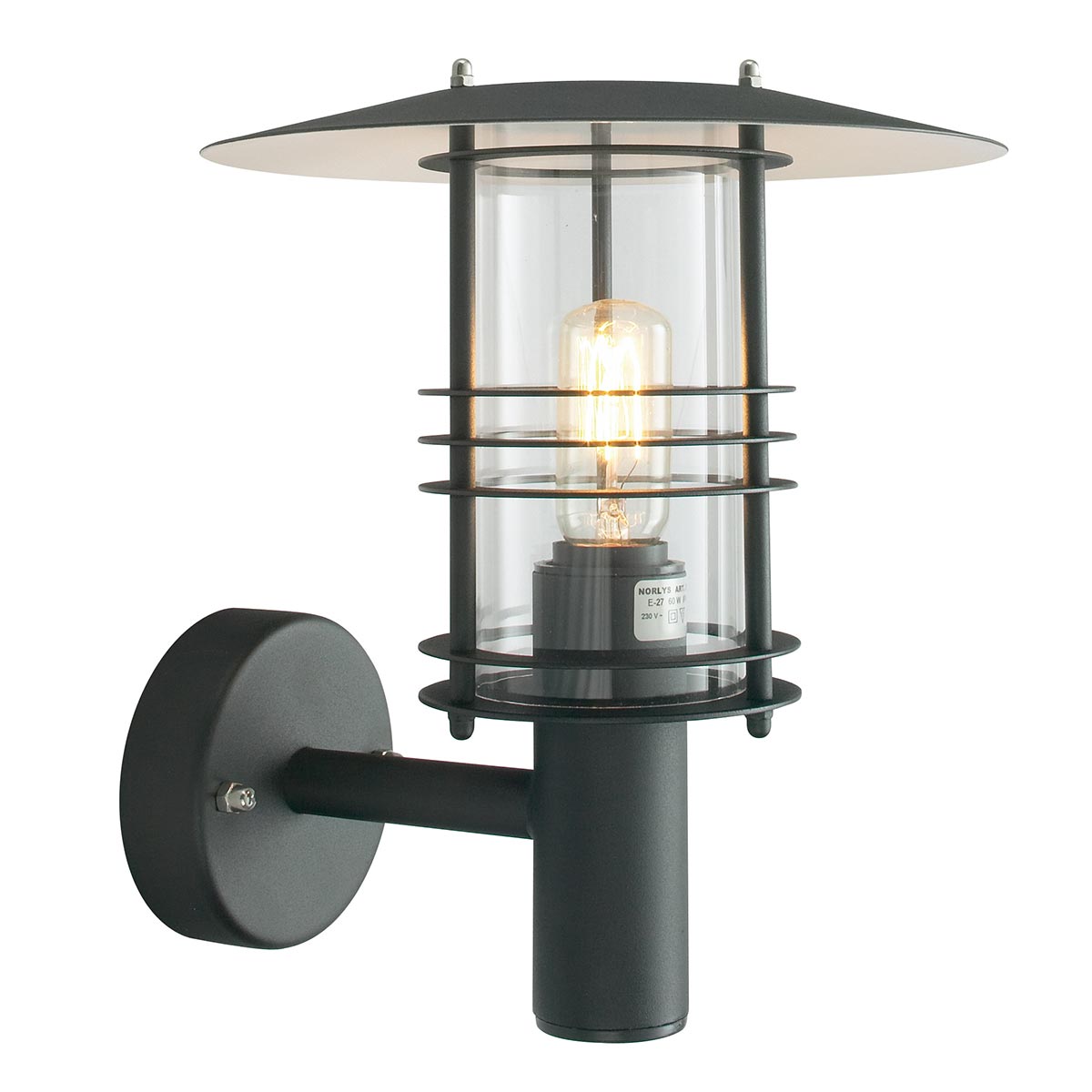 Norlys Stockholm 1 Light Wall Lantern - Black
