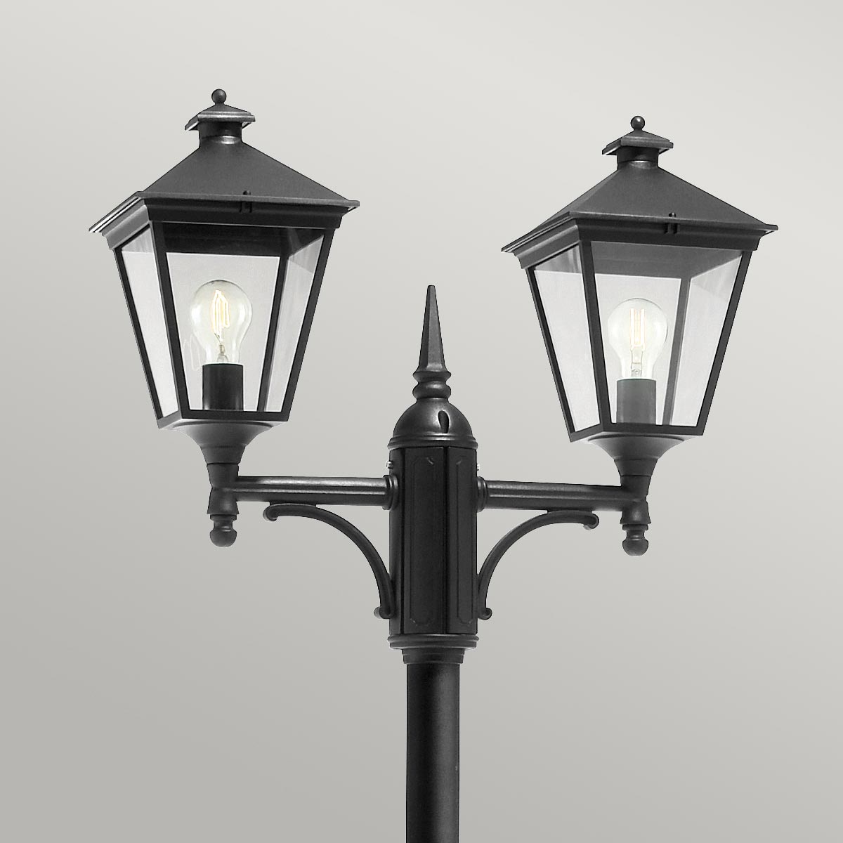 Norlys Turin 2 Light Twin Lamp Post - Black