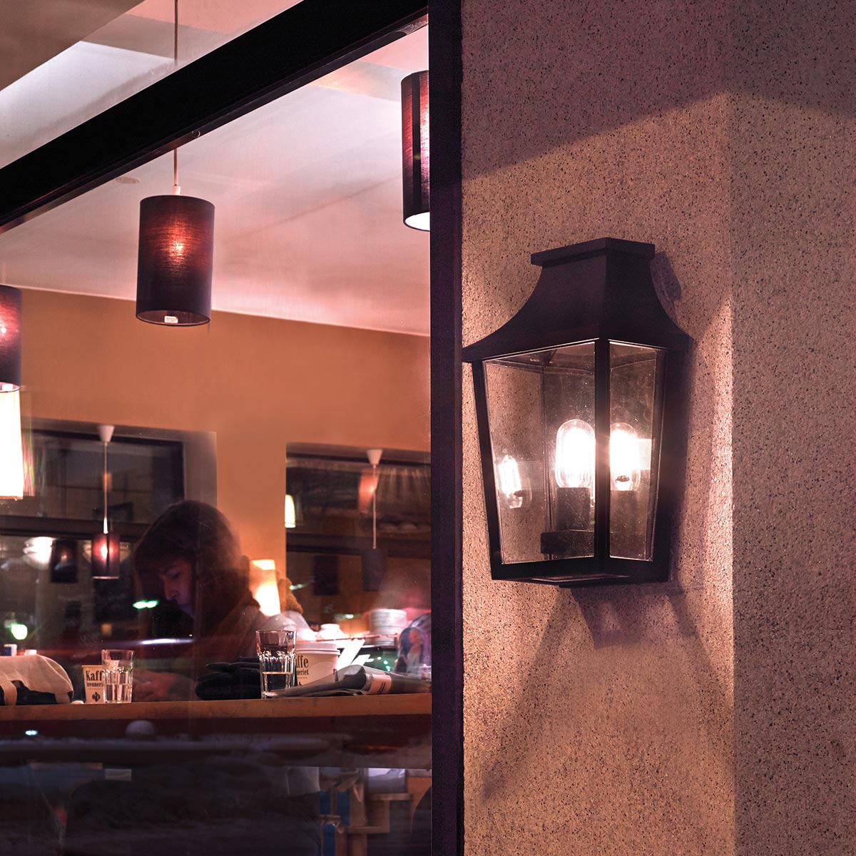 Norlys Turin 1 Light Half Wall Lantern - Black