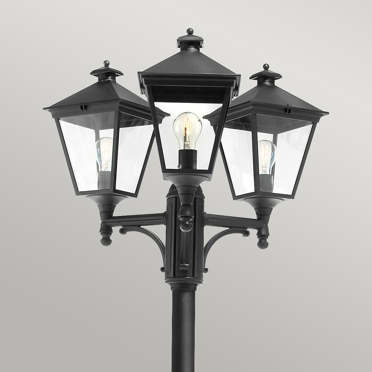 Norlys Turin 3 Light Triple Lamp Post - Black