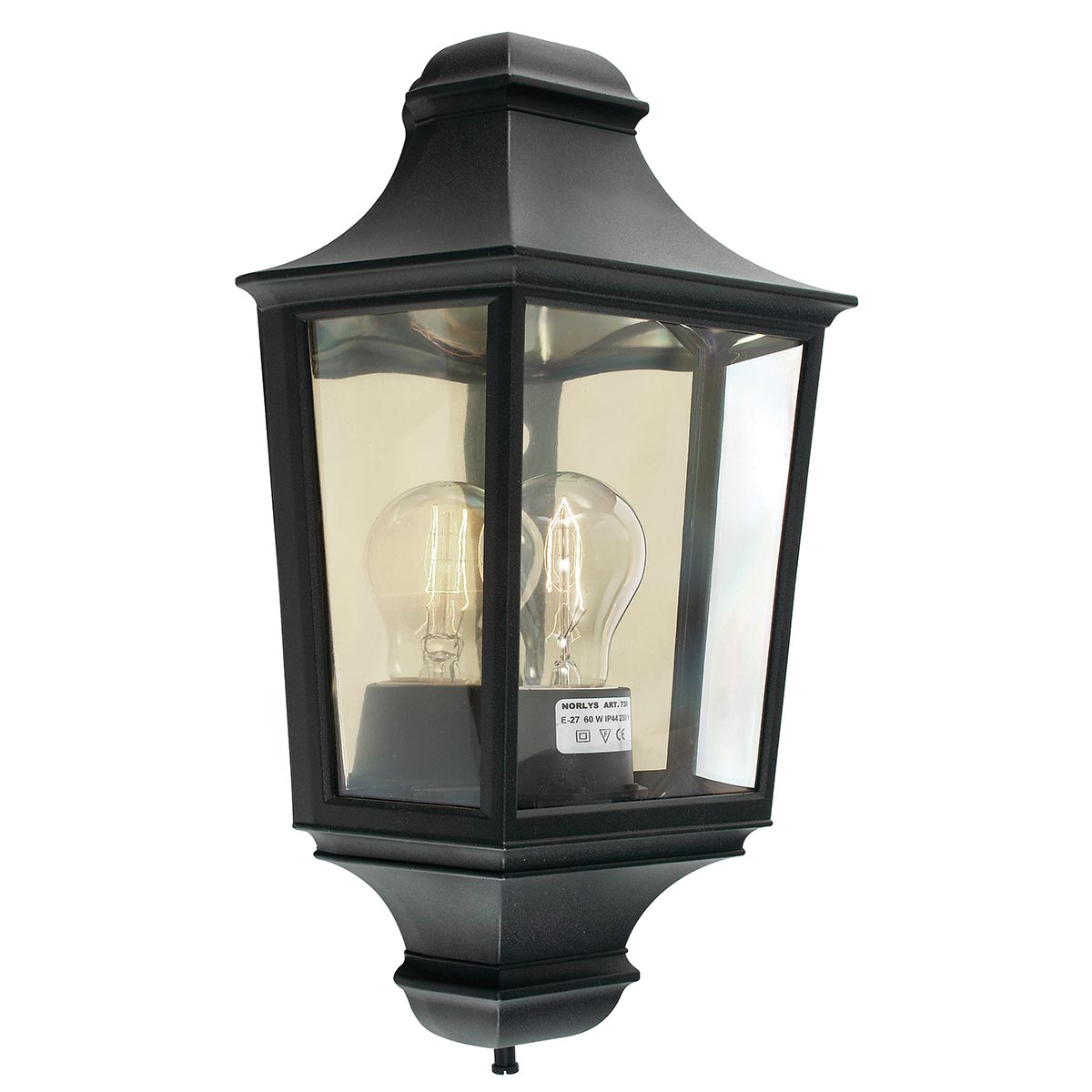 Norlys Turin 1 Light Half Wall Lantern - Black