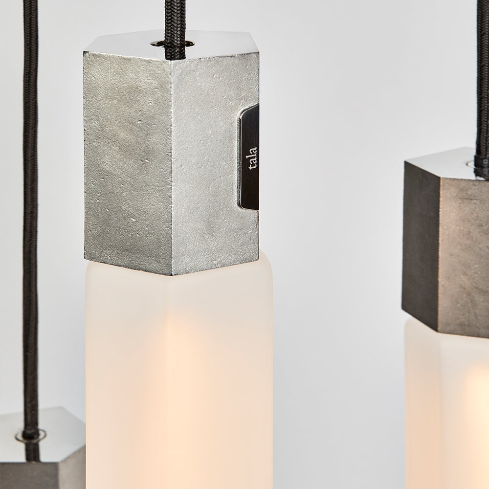 Tala Basalt Triple Pendant Stainless Steel –  from Amos Lighting + Home