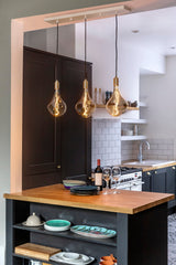 Tala Linear Triple Pendant with Voronoi II LED Bulbs –  from Amos Lighting + Home