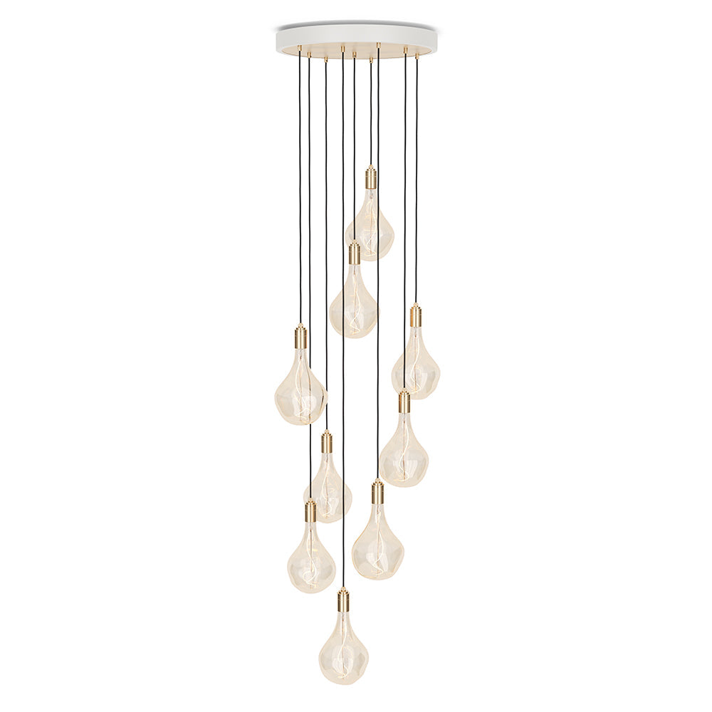 Tala Nine Pendant Brass  with Voronoi II, White & Brass Canopy –  from Amos Lighting + Home