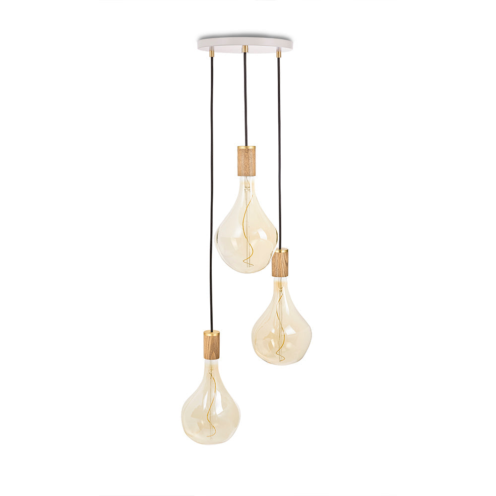 Tala Triple Pendant Oak White | 3 Voronoi II LED – Amos Lighting +