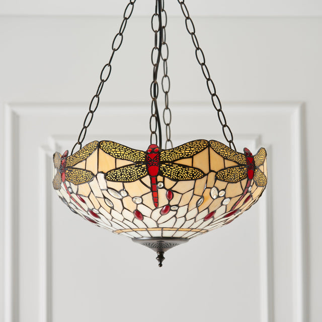 Tiffany Dragonfly Beige Inverted Pendant –  from Amos Lighting + Home