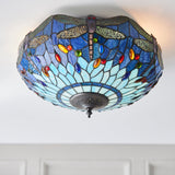 Tiffany Dragonfly Blue Flush Ceiling Light –  from Amos Lighting + Home