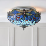 Tiffany Dragonfly Blue Flush Ceiling Light –  from Amos Lighting + Home