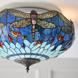 Tiffany Dragonfly Blue Flush Ceiling Light –  from Amos Lighting + Home