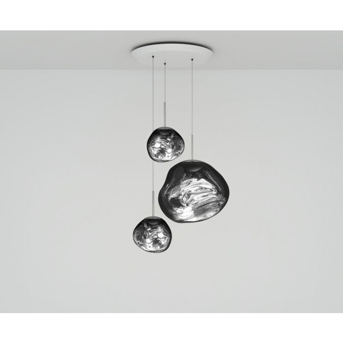 Tom Dixon Melt LED Trio Cluster Silver - Designer Pendant Cluster