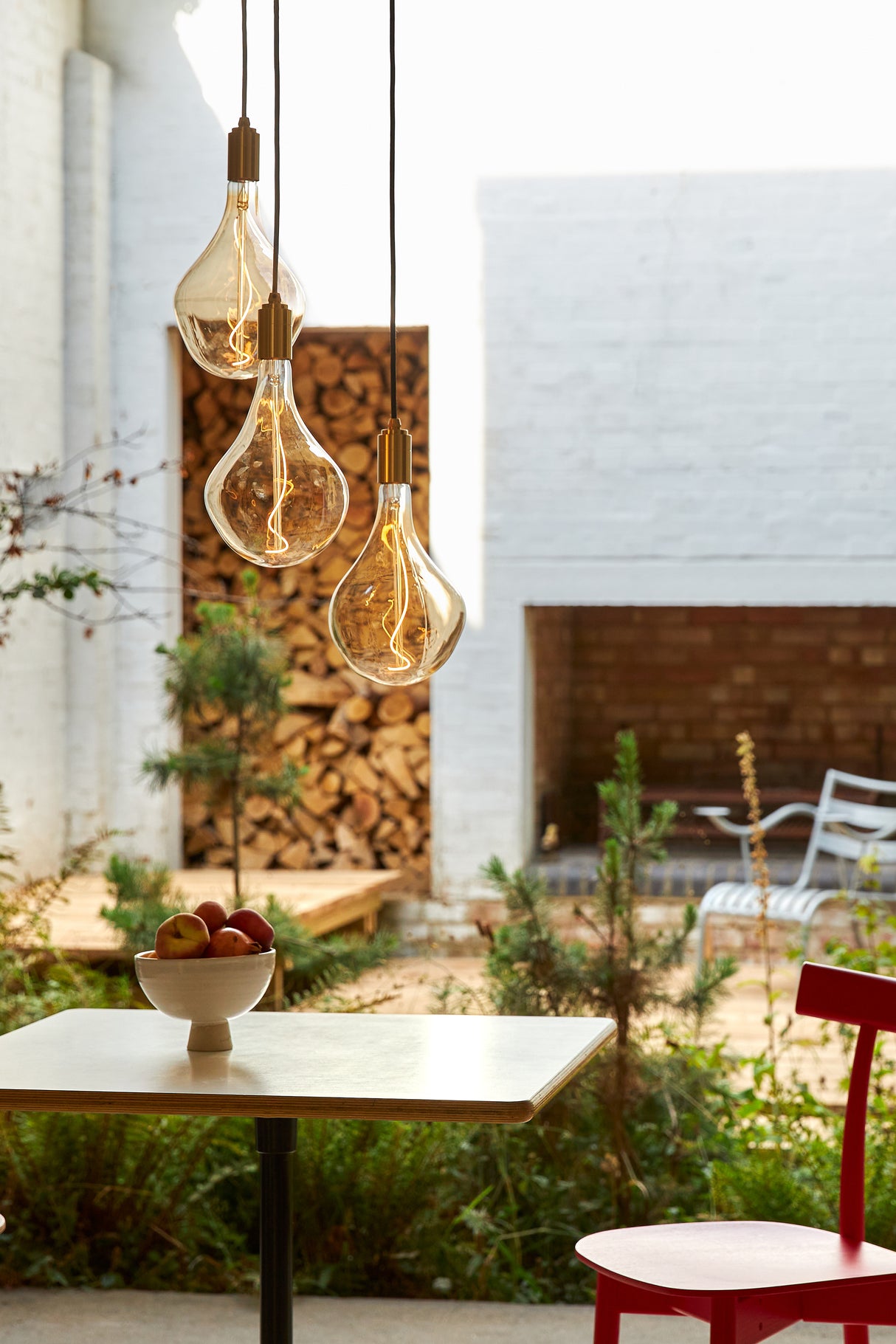 Tala Triple Pendant Brass with Voronoi II, White Canopy