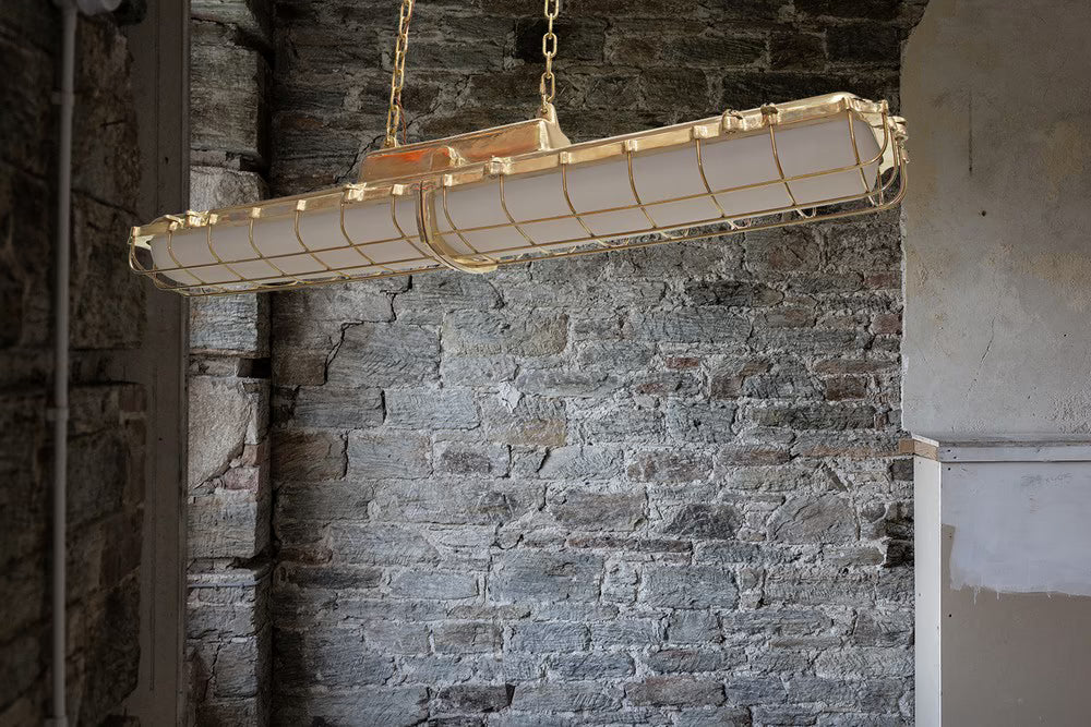 Soho Lighting Warwick Brass Industrial Strip Large Pendant Light