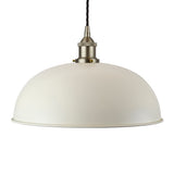 Soho Lighting Worcester Clay White Painted Pendant Light, Brushed Chrome Lamp Holder and Black Twisted Cable