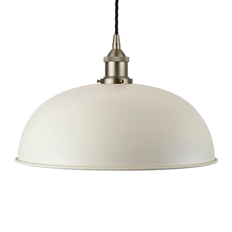 Soho Lighting Worcester Clay White Painted Pendant Light, Brushed Chrome Lamp Holder and Black Twisted Cable