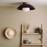 Studio Haran XL Dawn Flush Mount Ceiling Light in Ceramic and Oak