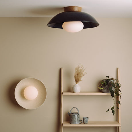 Studio Haran XL Dawn Flush Mount Ceiling Light in Ceramic and Oak